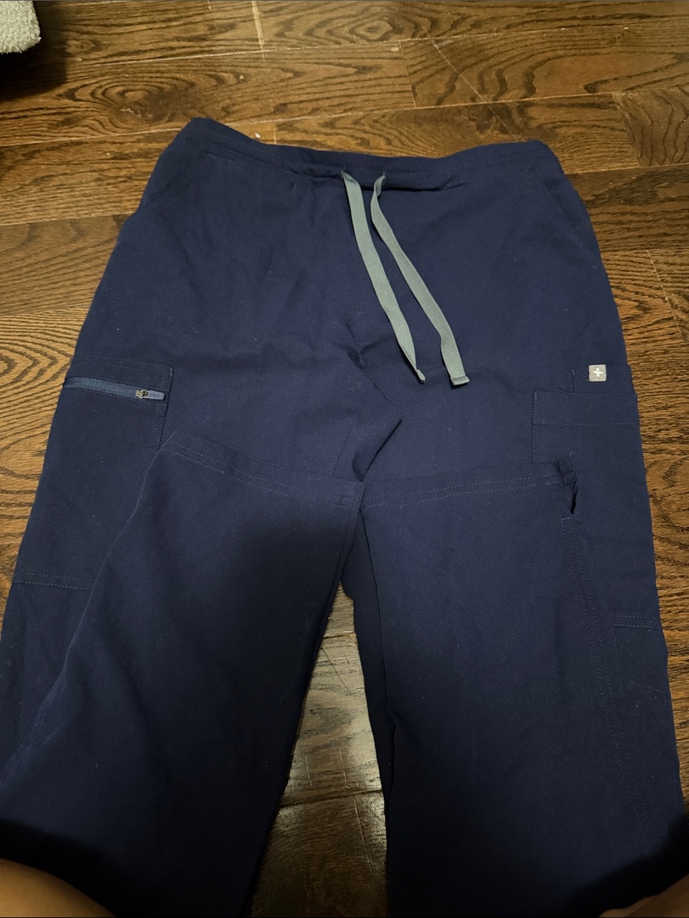 FIGS Navy Women's Cargo Joggers with Gray Drawstring